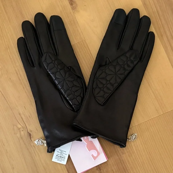Kate Spade Floral Quilted Black Gloves-New! - Picture 2 of 8